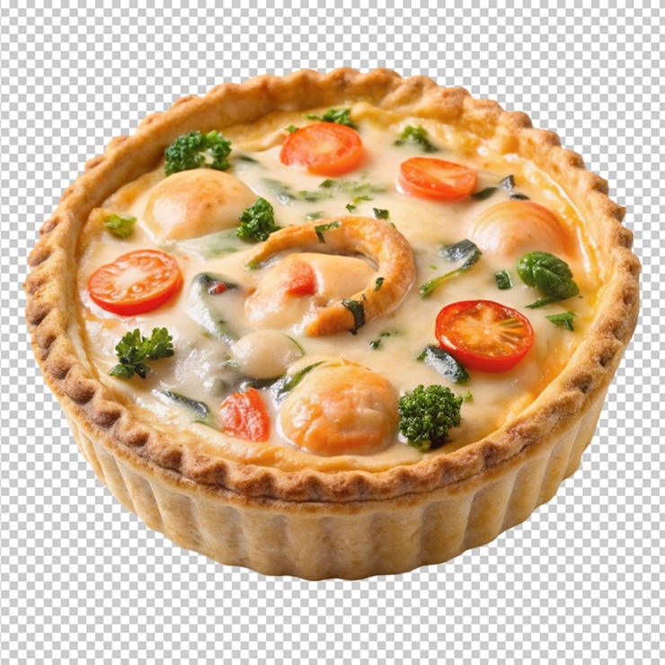 PSD una deliciosa tarta de mariscos salada aislada sobre un fondo transparente
