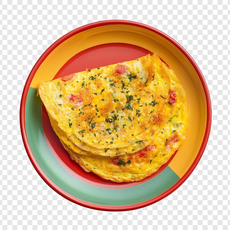 PSD deliciosa tortilla en un plato de colores un desayuno delicioso