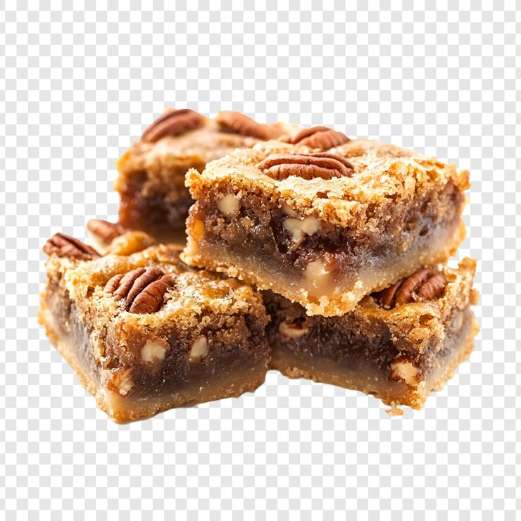 PSD deliciosas barras de pastel de pecan dulces aisladas en transparente