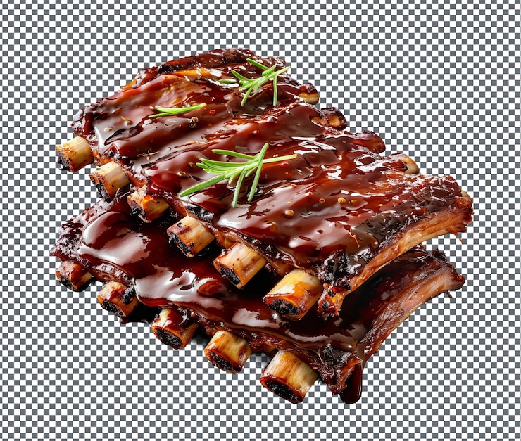 PSD deliciosas costillas de barbacoa aisladas sobre un fondo transparente