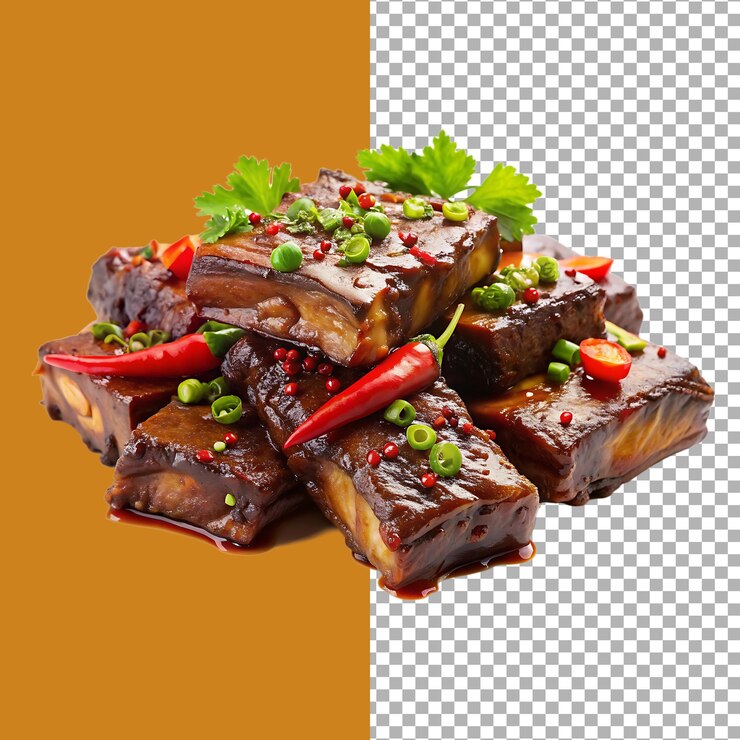 Deliciosas costillas de cerdo asadas con chile y hierbas