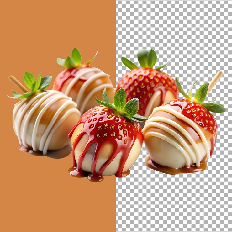 Deliciosas fresas con caramelo y chocolate