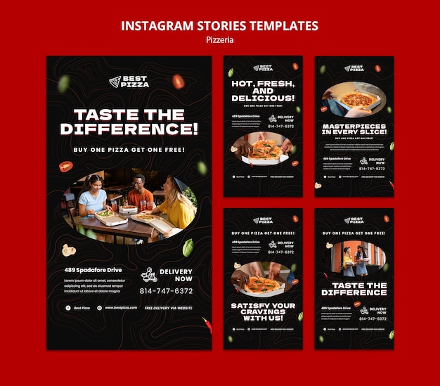 PSD deliciosas histórias do instagram da pizzaria