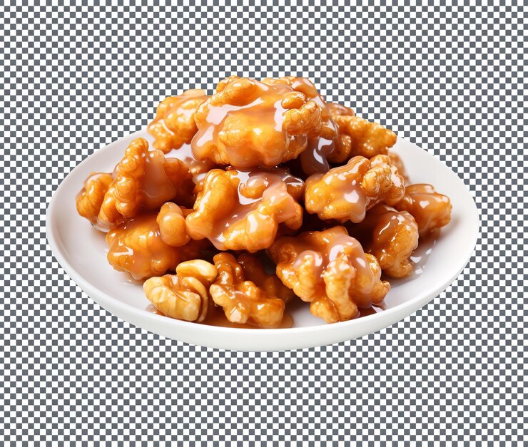 PSD deliciosas nueces glaseadas confitadas aisladas sobre fondo transparente