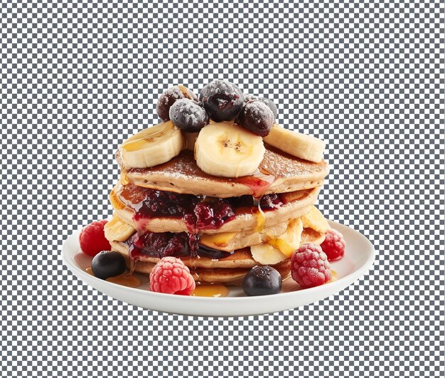 deliciosas panquecas de banana e bagas de Bumba isoladas em fundo transparente