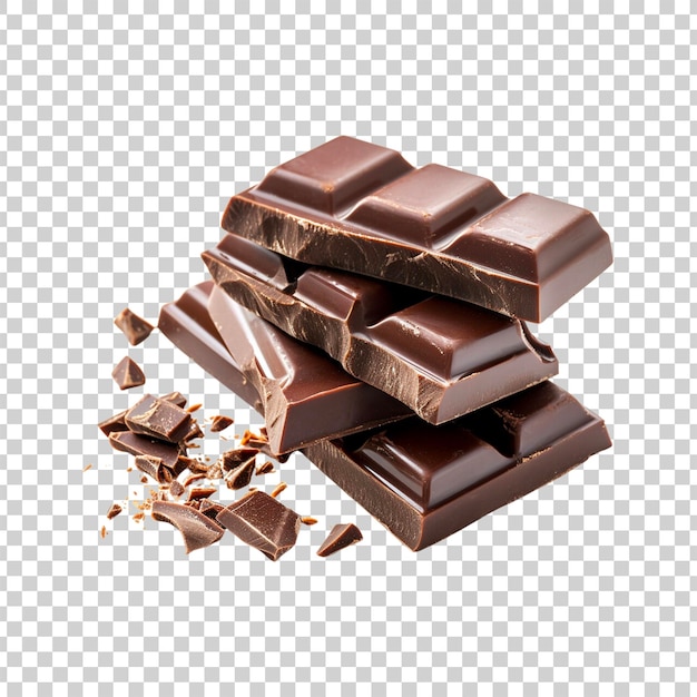 PSD deliciosas piezas de chocolate oscuro aisladas sobre un fondo transparente