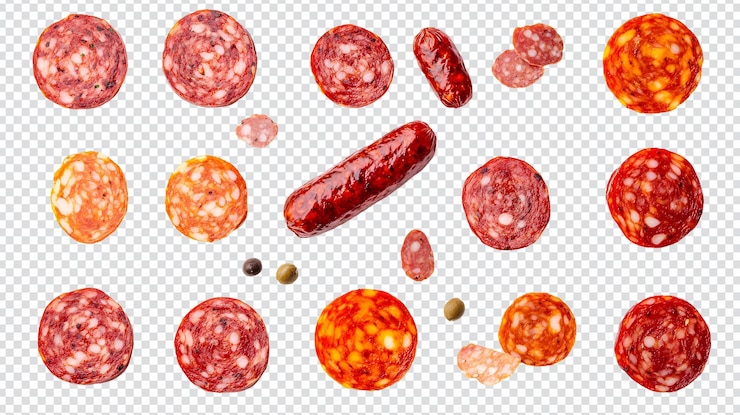 PSD deliciosas rebanadas de salame picante salchichas de pimienta y alcaparras