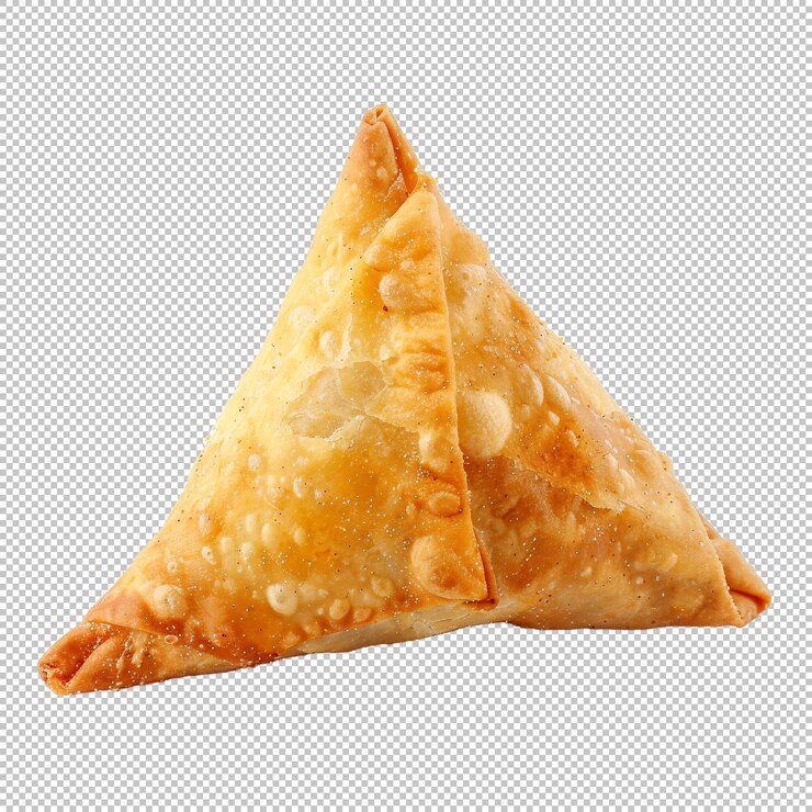 PSD deliciosas samosas indias fritas en primer plano aisladas sobre un fondo blanco o transparente