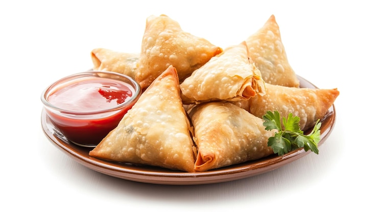 PSD deliciosas samosas con salsa