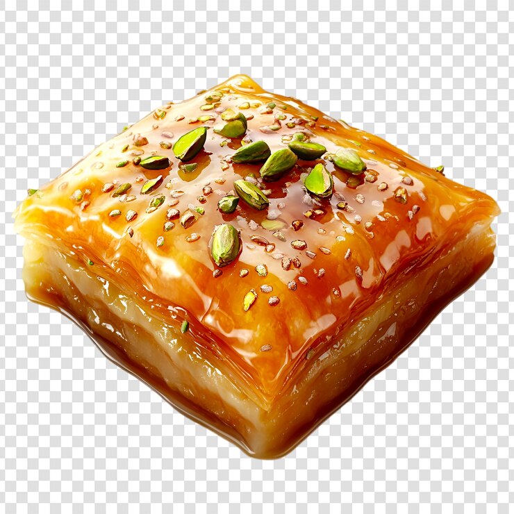 PSD delicioso baklava dulce regalo jarabe de oro pistachos pastelería