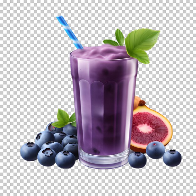 PSD un delicioso batido de arándanos en un fondo transparente