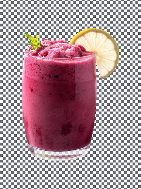 Delicioso batido de limón de moras aislado sobre un fondo transparente