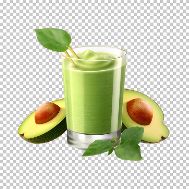 Un delicioso batido verde sobre un fondo transparente