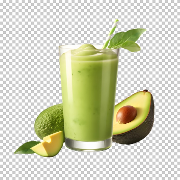 Un delicioso batido verde sobre un fondo transparente