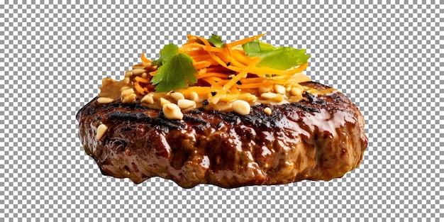 PSD delicioso bife de amendoim tailandês isolado em fundo transparente