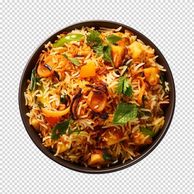 delicioso biryani vegetal em uma tigela em branco