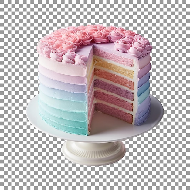 Delicioso bolo arco-íris isolado em fundo transparente