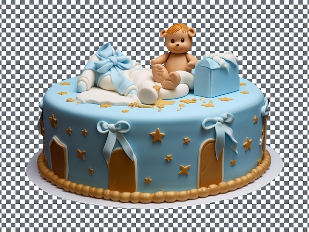 Delicioso bolo de fondant de aniversário decorado isolado em fundo transparente