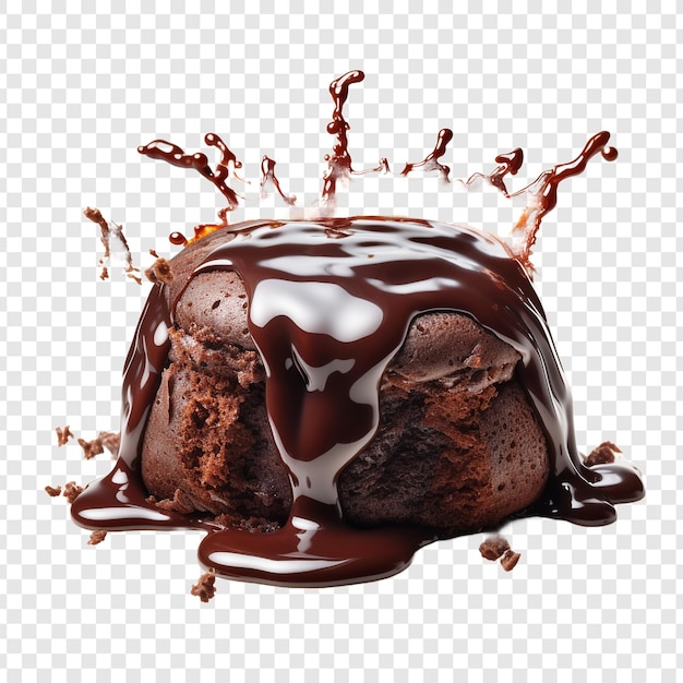 PSD delicioso bolo de lava de chocolate isolado em fundo transparente