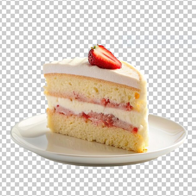 Delicioso bolo de morango com morangos frescos isolados em fundo transparente