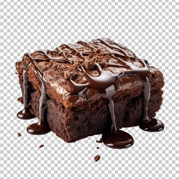 PSD delicioso brownie de chocolate en un fondo blanco brownie de doble chocolate faltando un bocado vista elevada