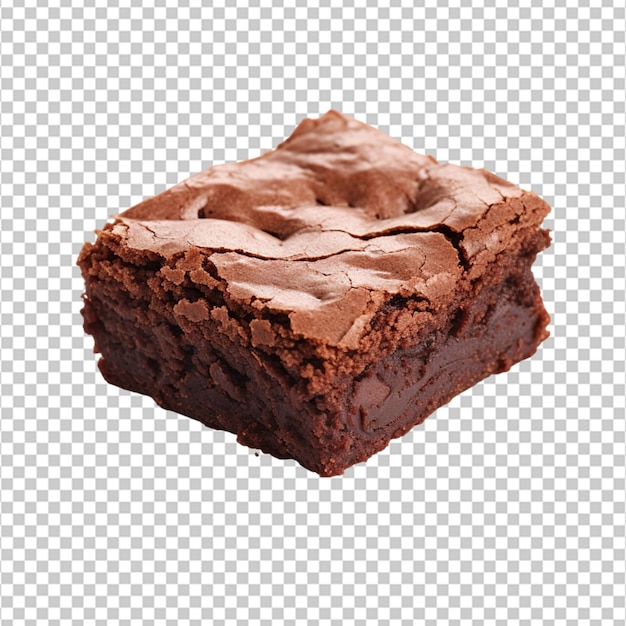 PSD delicioso brownie de chocolate en un fondo blanco brownie de doble chocolate faltando un bocado vista elevada