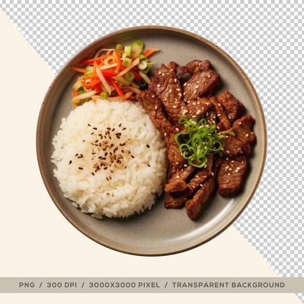 PSD delicioso bulgogi con receta de arroz comida coreana