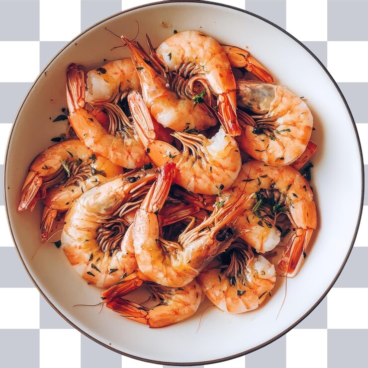 PSD delicioso camarón hervido para uso culinario fondo transparente