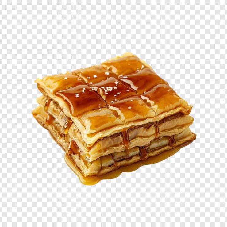 PSD delicioso caramelo manzana baklava pastelería postre dulce regalo miel de oro