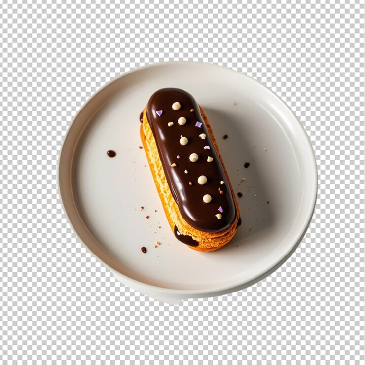 PSD delicioso chocolate francés en un plato sobre un fondo transparente