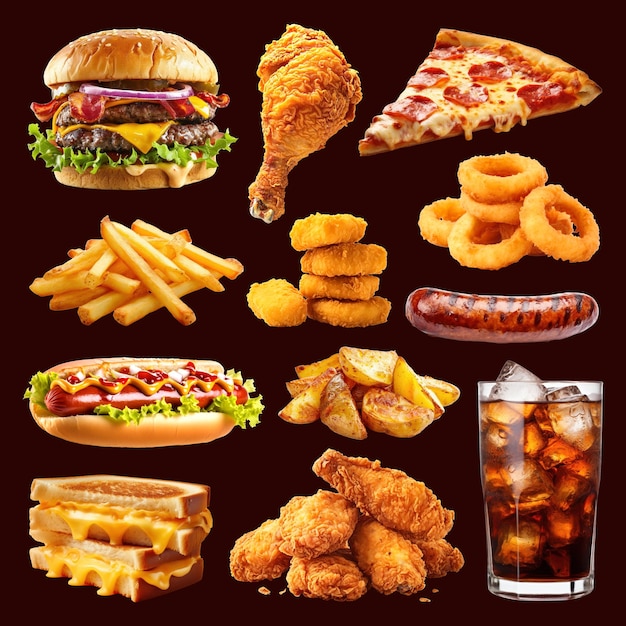 Delicioso conjunto de elementos de design de fast food