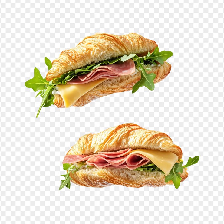 PSD delicioso croissant de jamón y queso