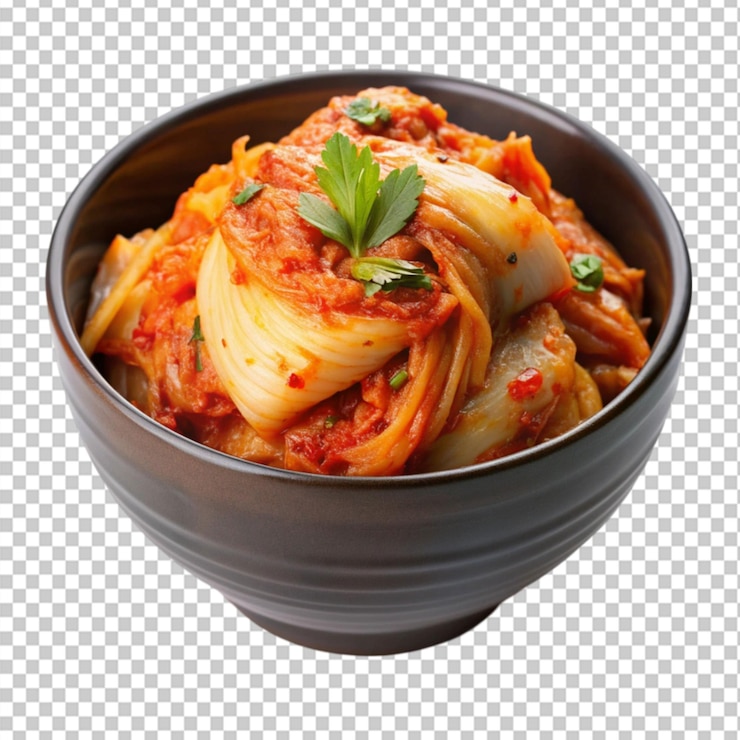 PSD un delicioso cuenco de kimchi sobre un fondo transparente