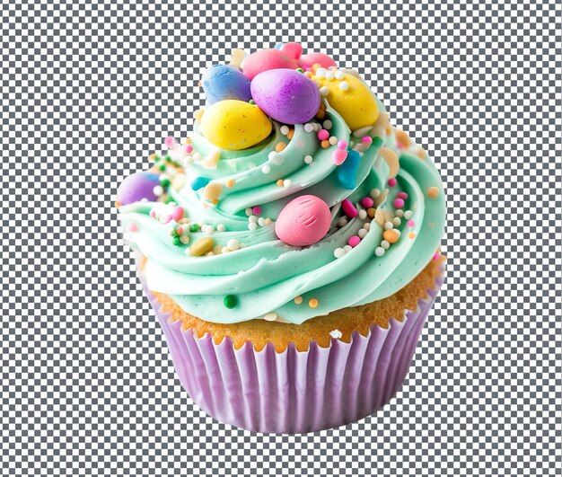 PSD delicioso cupcake com tema de páscoa isolado em fundo transparente