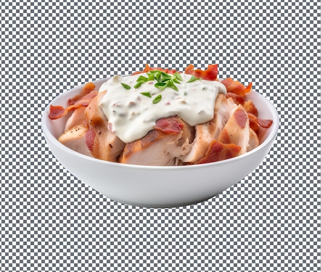 Delicioso y delicioso pollo y tocino aislado sobre un fondo transparente