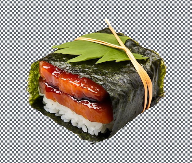 PSD delicioso y delicioso teriyaki spam musubi aislado sobre fondo transparente