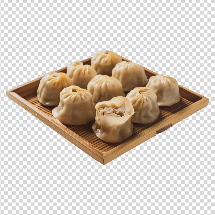 Delicioso dimsum comida tradicional china en un fondo transparente