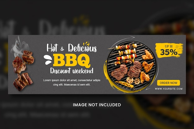 PSD delicioso diseño de portada de pancarta de barbacoa