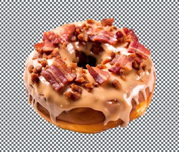 PSD delicioso donut de bacon de bordo isolado em fundo transparente