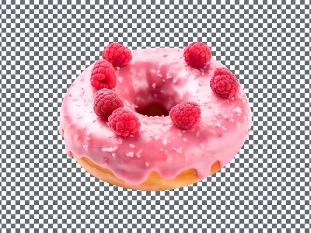 PSD delicioso donut de framboesa de chocolate branco isolado em fundo transparente