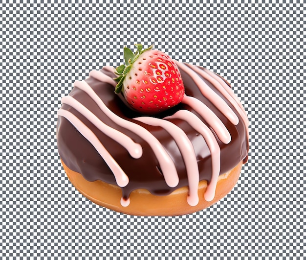 PSD delicioso donut de morango e chocolate isolado em fundo transparente