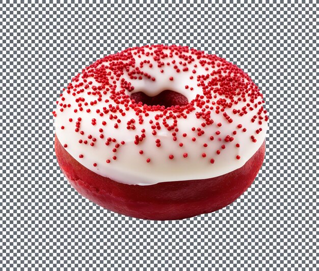 PSD delicioso donut de veludo vermelho isolado em fundo transparente