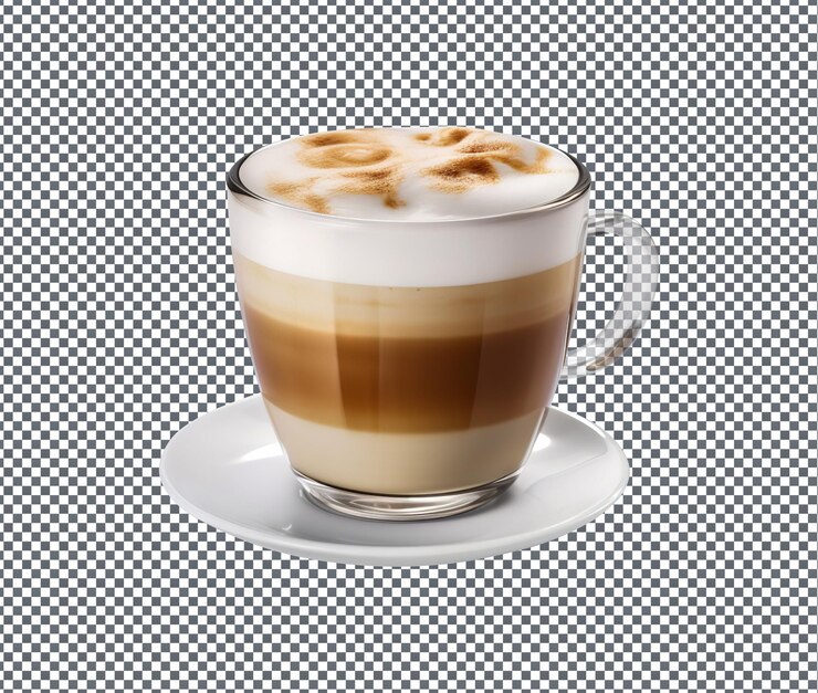 PSD delicioso e delicioso cappuccino espresso isolado em fundo transparente