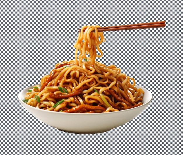 delicioso e delicioso macarrão frito isolado em fundo transparente