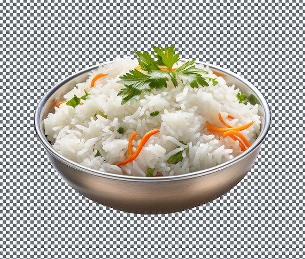 Delicioso e vegetal fresco arroz cozido branco isolado em fundo transparente