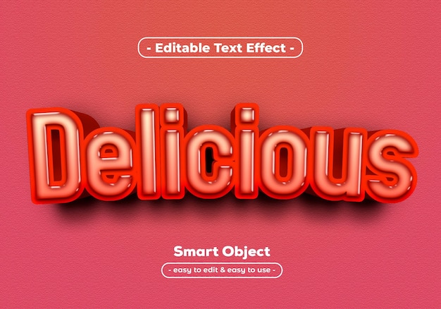 Delicioso efeito de texto editável em 3D elegante PSD