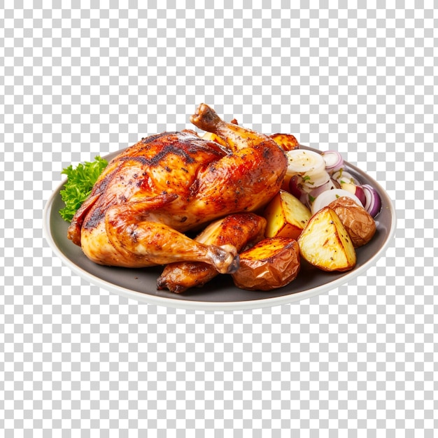 PSD delicioso frango frito com batatas fritas isoladas em um fundo transparente