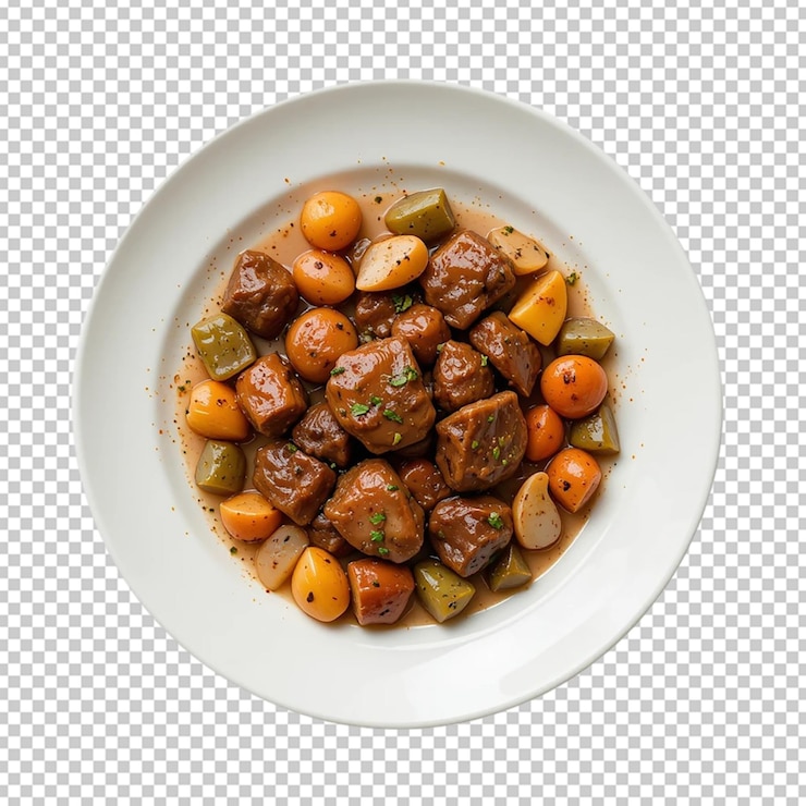 PSD delicioso guisado de carne com pimentas e manjericão