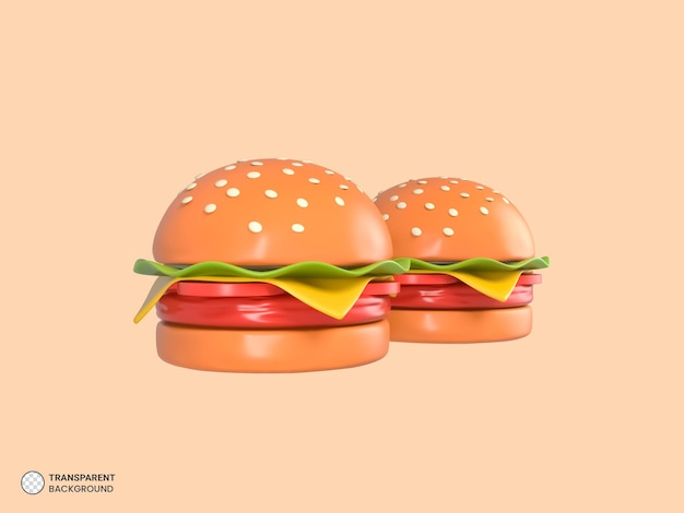 Delicioso, hamburguesa, icono, aislado, 3d, render, ilustración