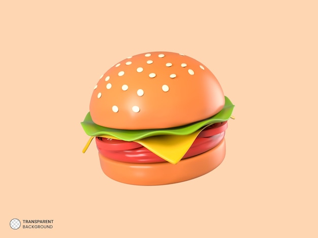 PSD delicioso, hamburguesa, icono, aislado, 3d, render, ilustración